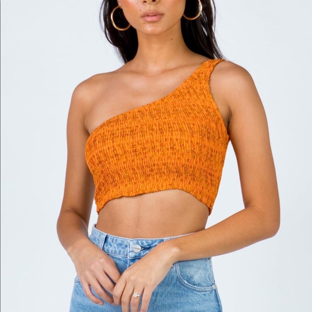Orange One Shoulder Crop Top